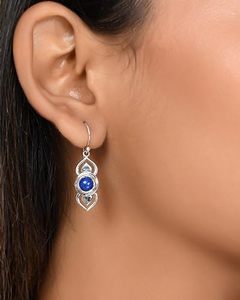 <b>Solid</b> 925 Sterling <b>Silver</b> Natural Lapis Lazuli Gemstone Handmade <b>Earring</b> Jewelry - Product Image 5