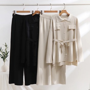 Elegante Conjunto Deportivo Personalizado para Mujer, Conjunto de 2 Piezas de Punto, Cintura Media, Invierno, Casual, Lana/Poliéster 2024 - Product Image 2