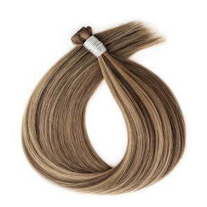 ผมต่อแบบเวฟท์ 100% เรมี่แฮร์ # 8/22 สีน้ำตาลอบเชยและไฮไลท์สีบลอนด์แซนดี้ ซุปเปอร์ดับเบิ้ลดรอน เกรด 12A - Product Image 1
