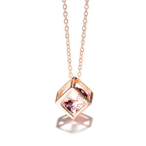 Collana con Ciondolo Solitario Fluttuante in Argento Sterling con Cristalli Autentici - Product Image 2