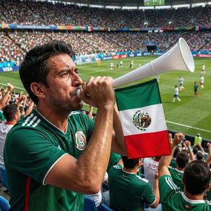 Gagliardetto della Nazionale Messicana, Trombetta in Plastica Verde-Bianco-Rossa per Applicazioni Calcistiche - Product Image 3