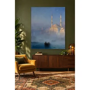 Impresión en lienzo de Fida Aivazovsky: Barcos y mezquita en el Bosforo nevado - Product Image 2