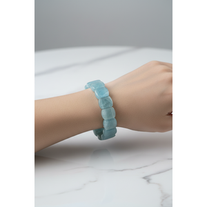 <b>Aquamarine</b> Natural Stone Square Cut Wide Cut <b>Bracelet</b> - Product Image 5