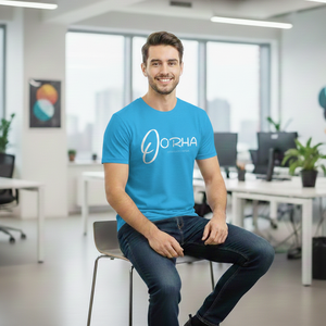 เสื้อยืดสีฟ้าขายดี พร้อมปักชื่อแบรนด์ตามสั่ง เสื้อแขนสั้นสำหรับผู้ชาย รับประกันคุณภาพสูง เสื้อยืดผู้ชาย - Product Image 3