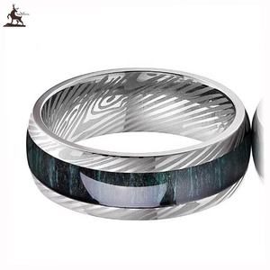 Original <b>Titanium</b> <b>Ring</b> Laser Damascus Grain For Men And Women Steel Green Finger Wedding Bands Valentine's Day Gift High Jewelry - Product Image 2