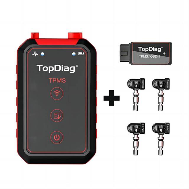 TopDiag PS001 OBD2 TPMS Diagnostic Tool Read/Clear DTC 4pcs TP-sensors Smart APP for Tire Pressure Monitoring System Free Update