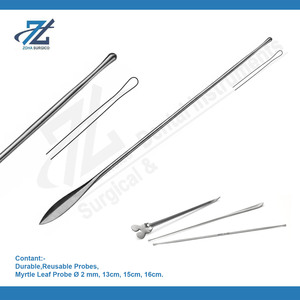 Durable Reusable 1.5 mm 15cm Myrtle Leaf Probe Stainless Steel Dental <b>Surgical</b> <b>Instrument</b> Manual Power Source Made in Pakistan - Product Image 2