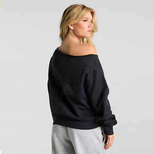 Sudadera Corta de Cuello Redondo, Estilo Desgastado, de Alta Calidad, Holgada, para Mujer, 100% Algodón, Felpa Gruesa, Transpirable y Ecológica - Product Image 4
