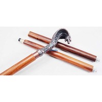 Canne de marche en bois avec poignée en cuivre antique en forme de tête de serpent Cobra royal, cadeau d'Halloween
