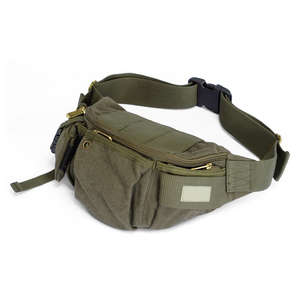 กระเป๋าคาดเอวผ้าใบสีเขียวแบบทหารกระเป๋าคาดเอวทนทานมีซิปปิด - Product Image 2