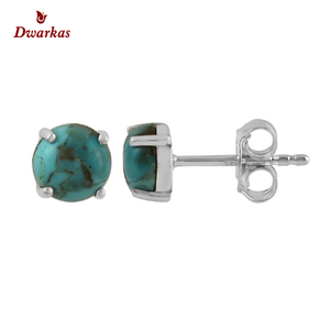 ต่างหูแบบกระดุมพลอยบุษราคัมสีฟ้าทำจากเงิน925 - Product Image 5