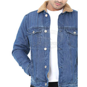 Veste en jean légère taille plus personnalisée pour hommes, design unique à col montant vintage pour l'hiver - Product Image 3