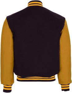 แจ็คเก็ตเบสบอลผ้าสักหลาดสักหลาดสำหรับผู้ชายเสื้อแจ็คเก็ตแขนหนังว่างเปล่าแนววินเทจผ้าขนแกะปักโลโก้ตามสั่ง2024สำหรับฤดูหนาว - Product Image 2