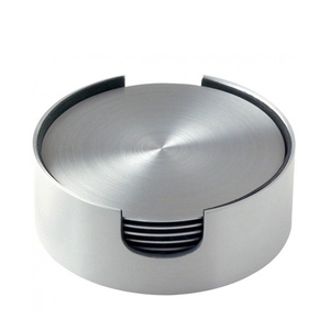 Stainless Steel Black <b>Coasters</b> Round - Six Piece - Product Image 4
