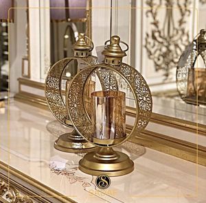 Vintage Iron <b>Hurricane</b> <b>Candle</b> Holder with Glass Lantern Ornate Metal <b>Candle</b> Jar for Wedding Party Table Decor - Product Image 1