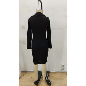 Robe courte à col et manches longues pour femme (sans ceinture), 28807 - Noir - Product Image 5