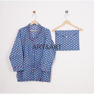 Conjunto de Pijama de Dos Piezas para Mujer, Estilo Vintage, Transpirable, 100% Algodón, Estampado Floral, Primavera, Cierre con Cordón, Largo Completo - Product Image 2