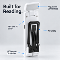 Lampe de nuit à clip LED rechargeable par USB avec batterie 500 mAh, 3 modes d'éclairage, 5 niveaux de luminosité et fonction mémoire