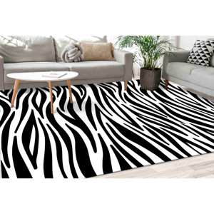 Zebra Print <b>Rug</b>: Modern Animal Pattern Home Decor,<b>Chenille</b> <b>Rug</b> - Product Image 1