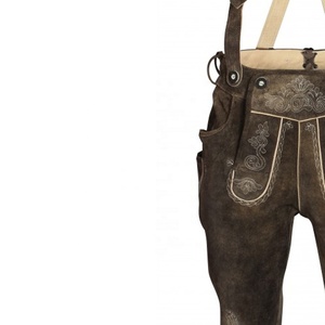 Lederhosen bavaroises authentiques pour hommes, marron, longues, effet vieilli, avec braguette boutonnée, haute qualité, Kneibund, été - Product Image 6