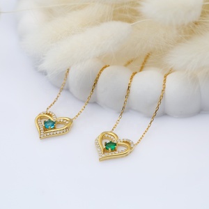 Doble corazón Esmeralda CZ plata encanto COLLAR COLGANTE turco venta al por mayor 925 plata esterlina hecha a mano joyería fina - Product Image 6