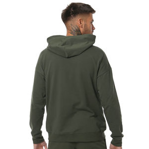 เสื้อมีฮู้ดแบบสวมหัวลายขวางสีขาวและสีเทาเสื้อสเวตเชิ้ตผ้าฝ้ายสไตล์แอธเลชเชอร์สำหรับยิมและชุดลำลองสำหรับผู้ชาย - Product Image 3