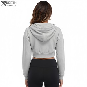 Nueva llegada de algodón polar moda logotipo personalizado pulóver Crop Top Color sólido Sudadera con capucha para niñas sudaderas con capucha reversibles Hombre - Product Image 2