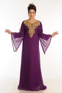 Caftan En Georgette Violette Avec Travail Zari - Product Image 2