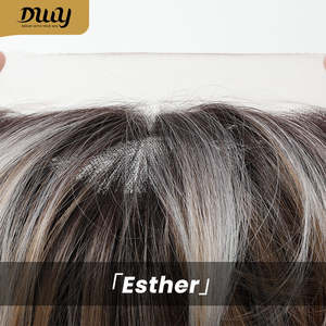 Peluca Sintética Esther C-DWY sin Pegamento, con Encaje Frontal 13x4, Corte en Capas de Longitud Media, Marrón con Reflejos Transparentes - Product Image 6