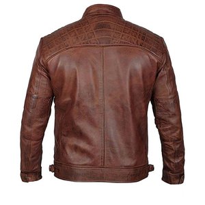 Motorcycle <b>Black</b> Leather Jacket <b>Men</b> - Vintage Biker Cafe Racer <b>Real</b> Lambskin <b>Black</b> <b>Mens</b> Motorcycle Jackets - Product Image 3