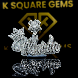 Disponible de Plata de Ley 925 VVS Moissanite Letter Cut Diamond Hip Hop Colgante Disponible con diseño personalizado - Product Image 4