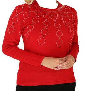 Direct Factory Supply New Arrival Thin Women's Long Sleeve Knitted <b>Pullover</b> <b>Sweater</b> Casual Viscose Nylon with Printed Embroidery - Product Image 3