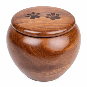 Green Metal Pet <b>Memorial</b> Urn with Gold Rim and Paw Print Trail Design for <b>Dog</b> and Cat Ashes - Product Image 6