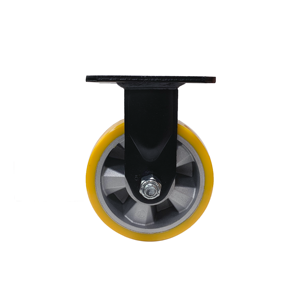Rueda giratoria rígida con rodamiento de bolas de PU amarillo de 5 pulgadas para servicio medio hecha de poliuretano duradero - Product Image 2