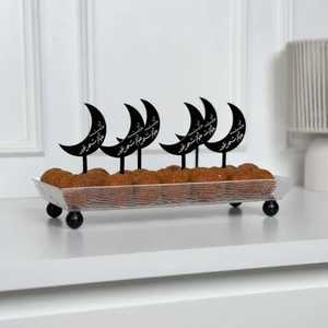 Brûleur d'encens en métal noir de qualité supérieure, croissant de lune Ramadan Kareem, Eid Mubarak, ornement de table géométrique, décoration de maison islamique, cadeaux - Product Image 3