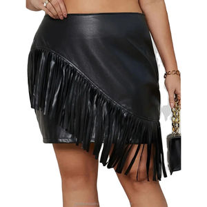 Mini-jupe en gros, taille haute, couleur unie, nouvelle jupe tendance, vêtements décontractés, dernière arrivée, toutes tailles, jupe en cuir pour femmes - Product Image 2