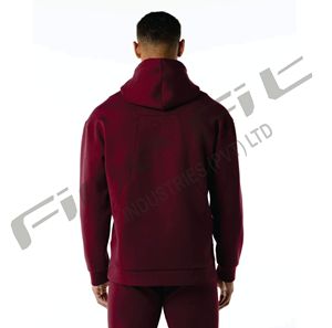 เสื้อมีฮู้ดผู้ชายผ้าคอตตอนผสมสีพื้นพิมพ์ลายพัฟขนแกะสีดำล้วนสำหรับฤดูหนาว - Product Image 6