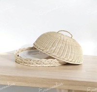 Plateau à gâteau en rotin tressé classique moderne, écologique, avec couvercle, taille personnalisée, protection alimentaire, pour intérieur et extérieur, pour fêtes