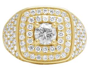 Anillo de lujo con tachuelas de moissanita redonda con diamantes para hombre en plata 925, joyería personalizada de Hip Hop - Product Image 1