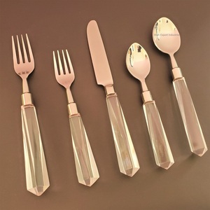 Juegos de cubiertos de acero inoxidable chapados en plata con mango de acrílico transparente para juegos de cubiertos de cena de Mesa para el hogar y el hotel - Product Image 5