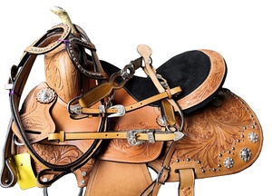Harnais en cuir Western Racing selle baril Trail véritable cheval équestre Tack écologique Logo personnalisé FAB International - Product Image 4