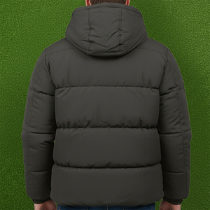 Veste bomber matelassée imperméable et coupe-vent pour homme, en polyester/coton, de haute qualité, décontractée, pour l'hiver, personnalisable, avec capuche, devant - Product Image 6