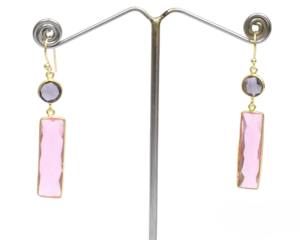 Meilleur cadeau pour la Saint-Valentin Nouvel An Boucles d'oreilles en argent sterling 925 Quartz rose Améthyste Pierre précieuse en métal plaqué or 18 carats Taille MM - Product Image 3