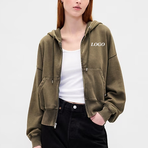 เสื้อฮู้ดสตรีแนวสตรีทแฟชั่น สำหรับผู้ซื้อจำนวนมาก แขนยาว บริการ OEM ออกแบบพร้อมกระเป๋าข้าง และดีไซน์ฮู้ดปรับได้ - Product Image 1