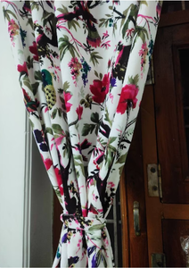 Customizable Luxury <b>White</b> <b>Velvet</b> <b>Curtains</b> Boho Bird Print Vintage Style Cotton Drapes for Living Room and Bedroom Decor - Product Image 2