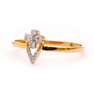 Anillo en Forma de V con Flor de Diamantes Dorados de Moda para Mujer, Regalo de Aniversario - Product Image 4