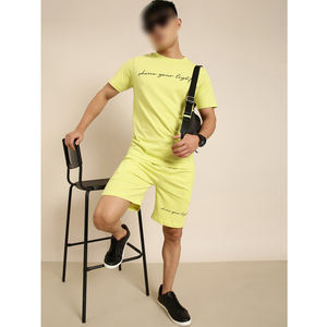 Color amarillo con media manga Servicio OEM Buen proveedor con logotipo propio Imprimir Hombres Ropa exterior Conjuntos de camisetas POR INCREÍBLES INDUSTRIAS - Product Image 5