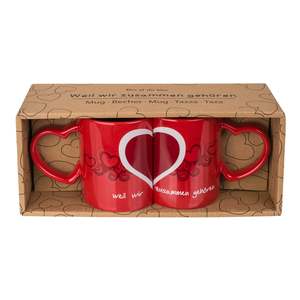 แก้วมัคเซรามิกสองชั้นทำมือ ความจุ 150 มล./240 มล. ใช้กับไมโครเวฟได้ ลายหัวใจสุดน่ารัก 'เพราะเราเป็นคู่' เหมาะสำหรับเป็นของขวัญ - Product Image 1