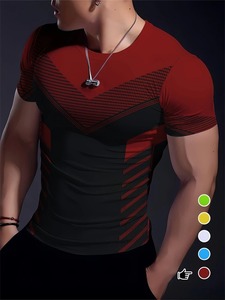 Creative <b>Geometric</b> Pattern Printed Men's Summer T-<b>shirt</b> 100% Cotton Short Sleeves Comfortable Breathable for Outdoor Sports - Product Image 3