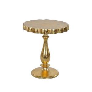 Mesa Auxiliar de Lujo con Borde Festoneado Dorado de Aluminio y Base de Pedestal Elegante, Mesa Decorativa para Sala de Estar, Dormitorio u Oficina - Product Image 1